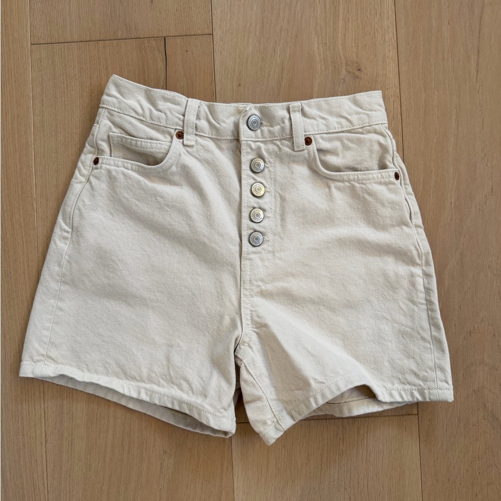 Reformation High Rise Cream Jean Shorts